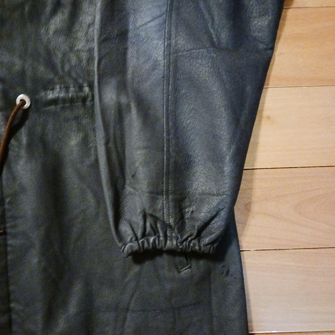 【試着のみ極美品】Varde77 ダメージレザーコート 62s US ARMY黒