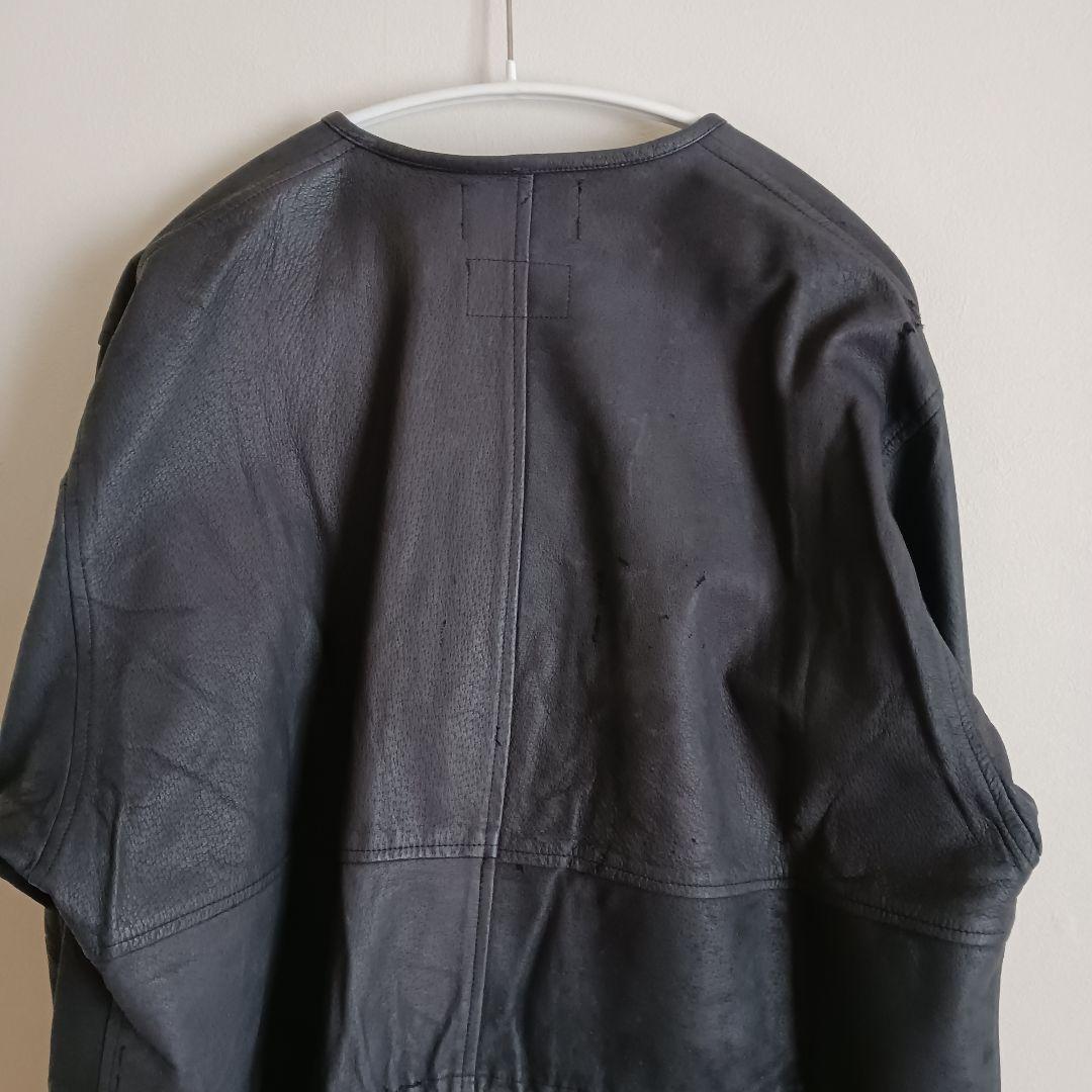 【試着のみ極美品】Varde77 ダメージレザーコート 62s US ARMY黒