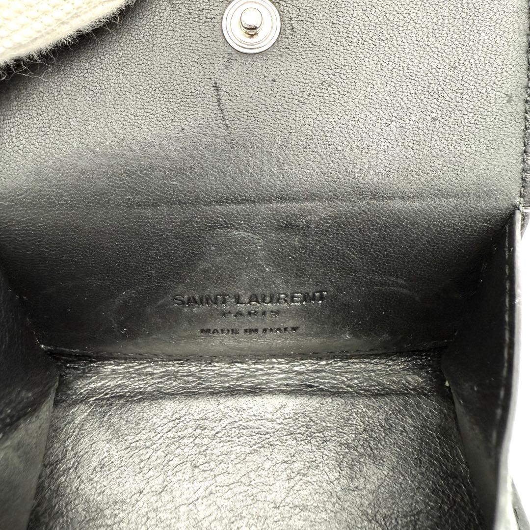 サンローラン ケース キャビアスキン ブラック レザー