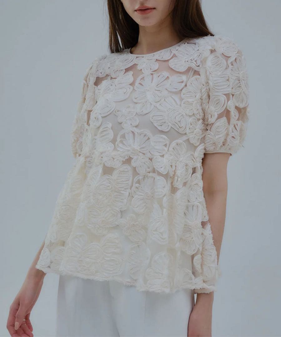 【ORGUE】＊新品タグ付き＊Flower embroidery blouse