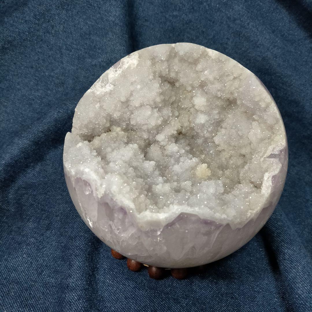 アメジスト 球体 置物 木製台座付き