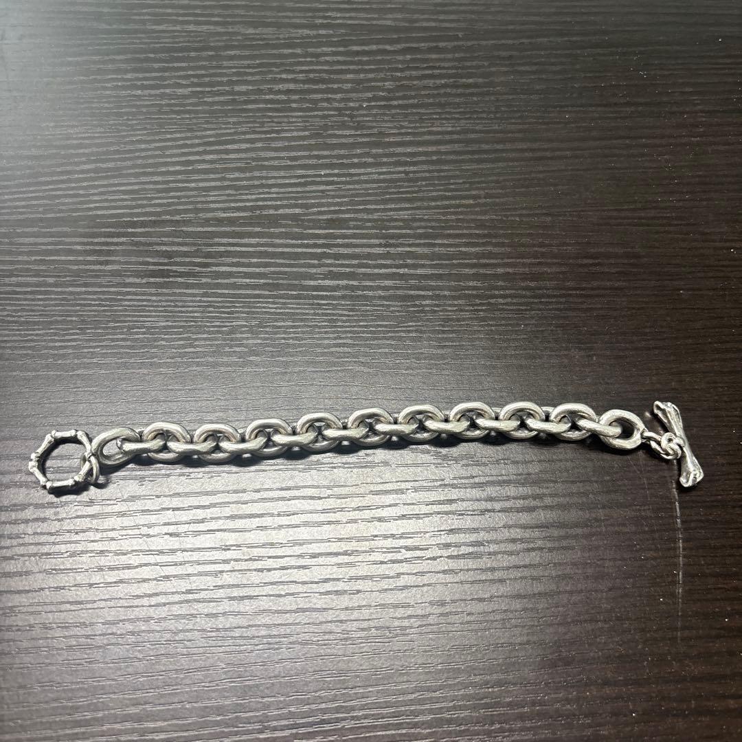 スカルTバー&ボーン丸カン　極太チェーンブレスレット