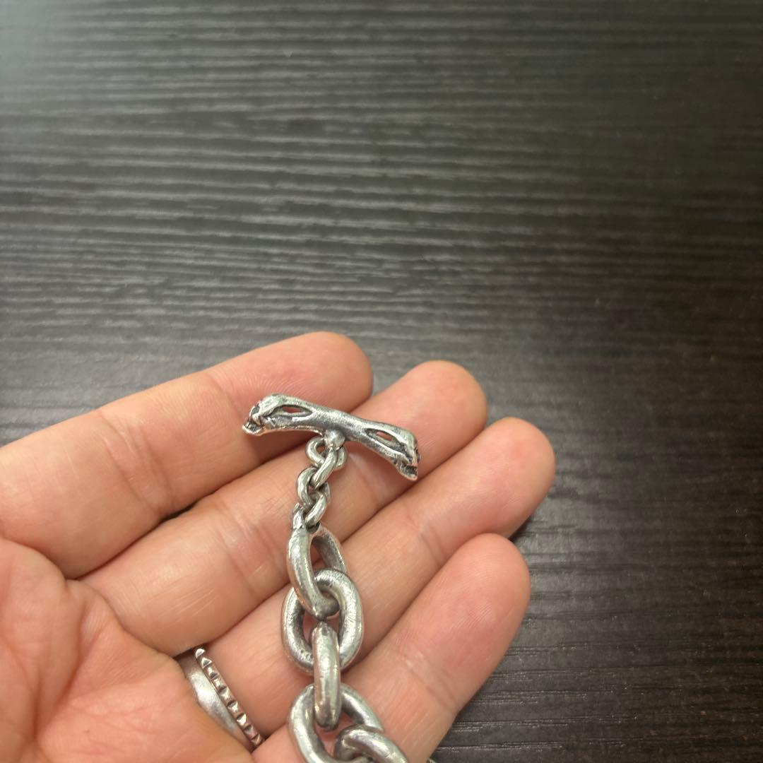 スカルTバー&ボーン丸カン　極太チェーンブレスレット