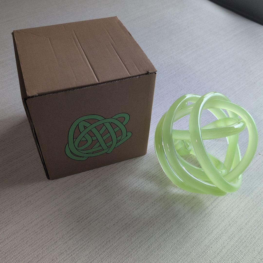 【HAY】KNOT ガラス オブジェ 置物 Lサイズ 黄緑色