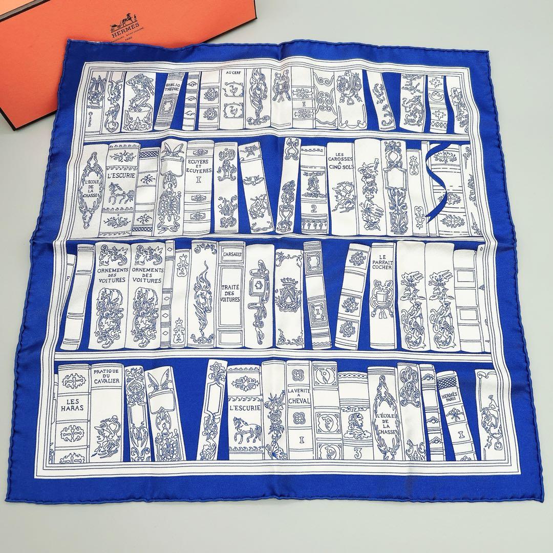 エルメス★未使用に近い★図書館★ブルー★カレ45★ガヴロッシュ★プチカレ