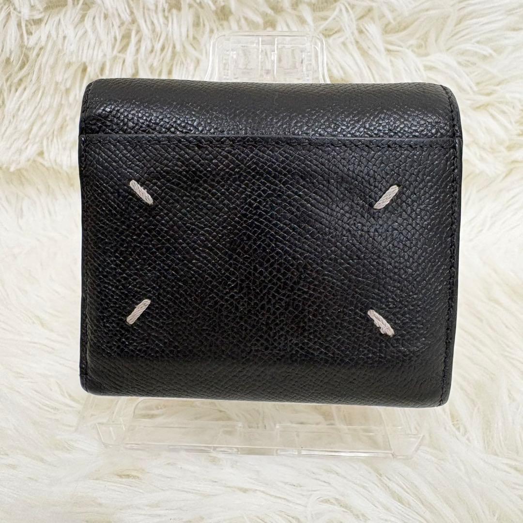 希少✨ メゾンマルジェラ 三つ折り財布 4ステッチ レザー ブラック ブラック
