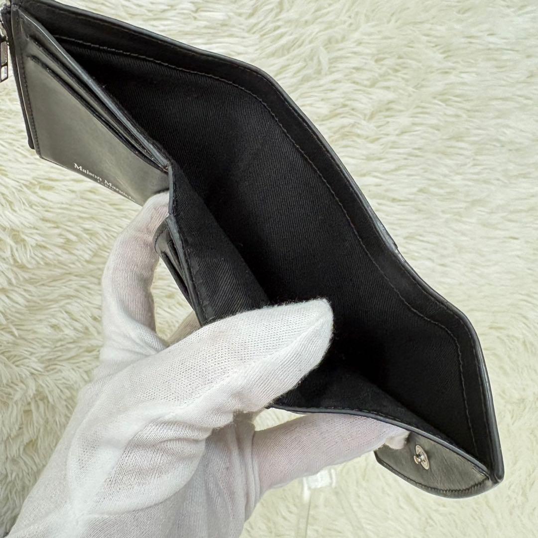 希少✨ メゾンマルジェラ 三つ折り財布 4ステッチ レザー ブラック ブラック