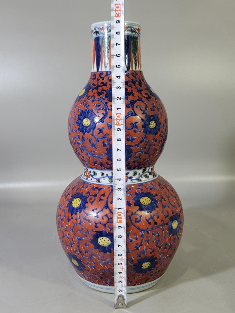 中国 色絵 瓢箪形 瓶 DT730