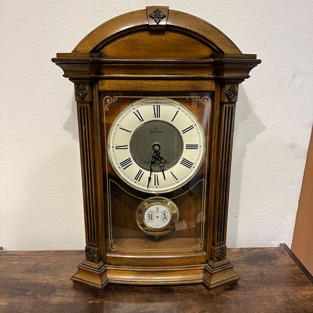 BULOVA ブローバ 置時計 クオーツ チャイム 木製 クラシック 振り子時計