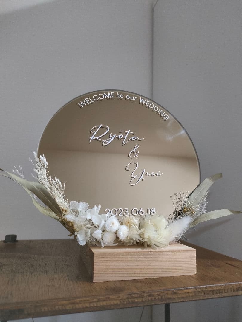 ドライフラワーアレンジメント　ウェルカムボード　ミラー　鏡