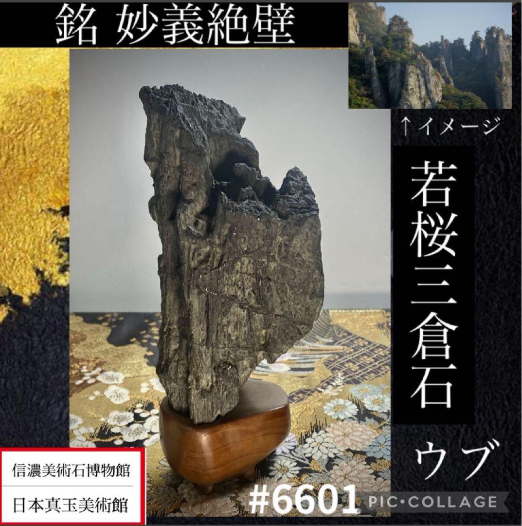 6601 鳥取県産 若桜三倉石 ウブ 銘 妙義絶壁 水石 盆栽 盆石 鑑賞石