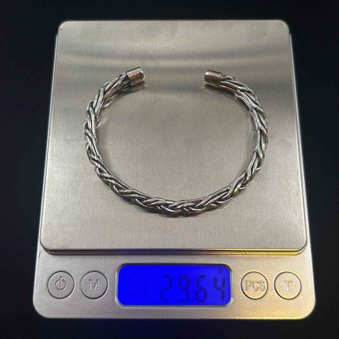 シルバー925 Silver デザインヘビーバングル/軽研磨仕上げ/ブレスレット