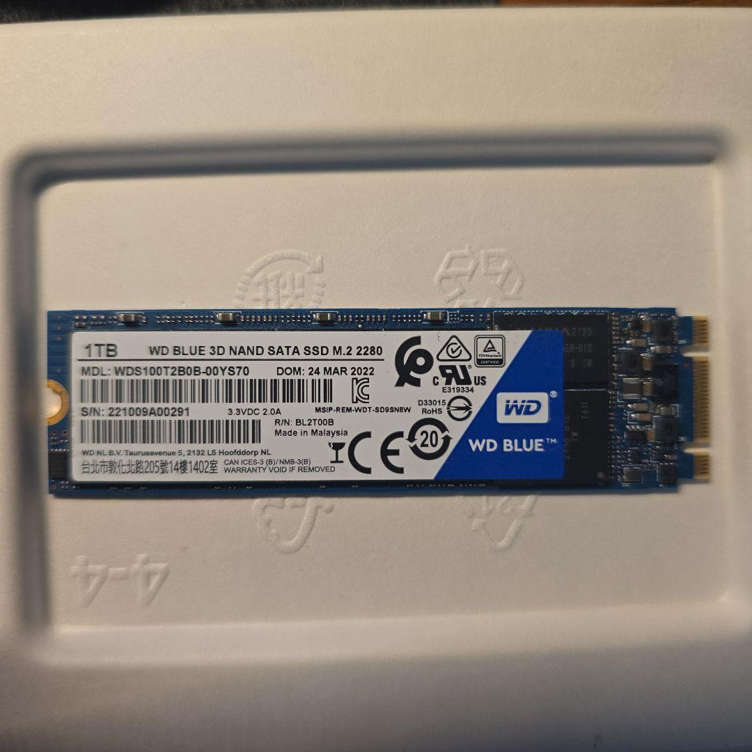 内蔵型SSD WD Blue 3D NAND SATA SSD 1TB M.2 2280
