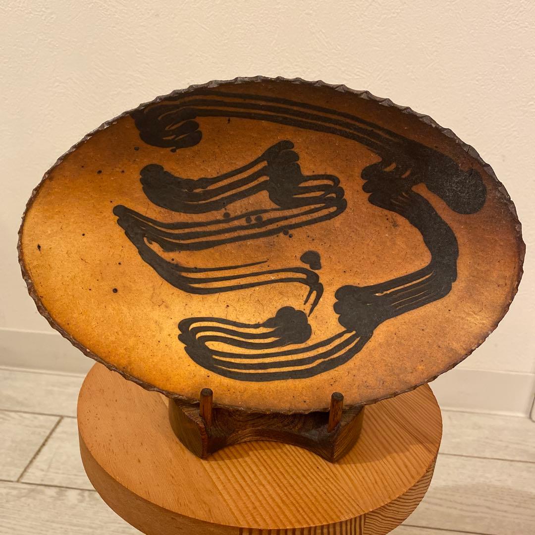 十場天伸/つくも窯　スリップウェア 楕円鉢