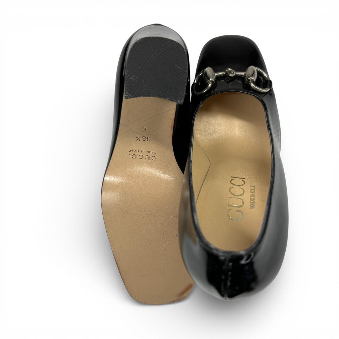 美品 グッチ ホースビット パンプス ヒール 36.5 23.5cm 黒