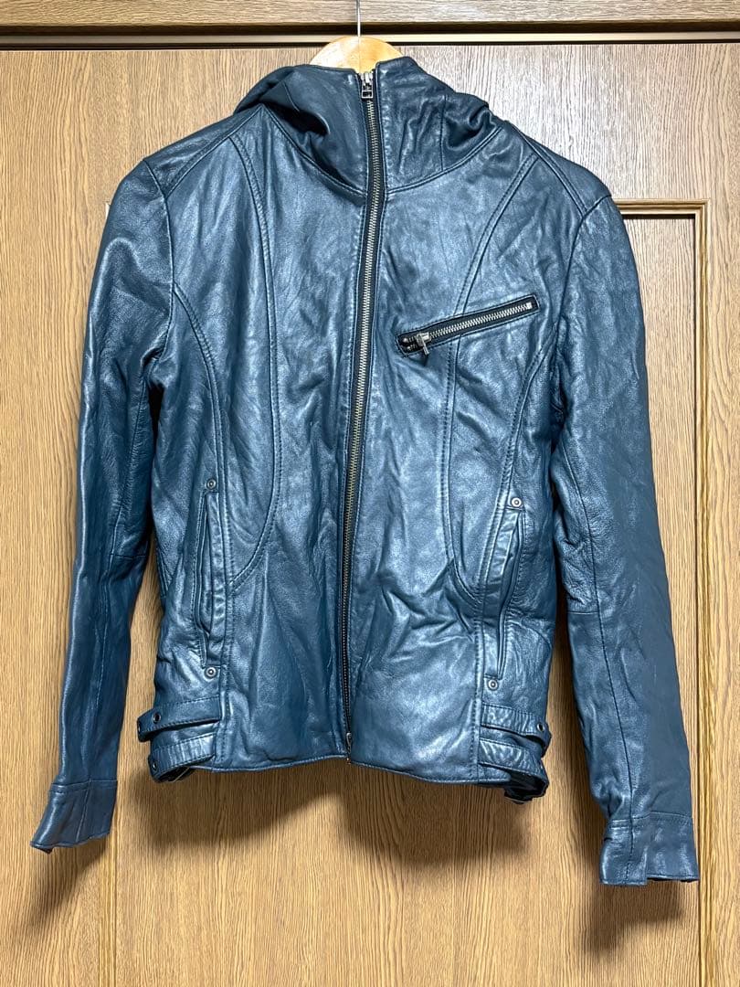 美品　RUPERT EDGEダークブルー ネイビー系　レザージャケット　羊
