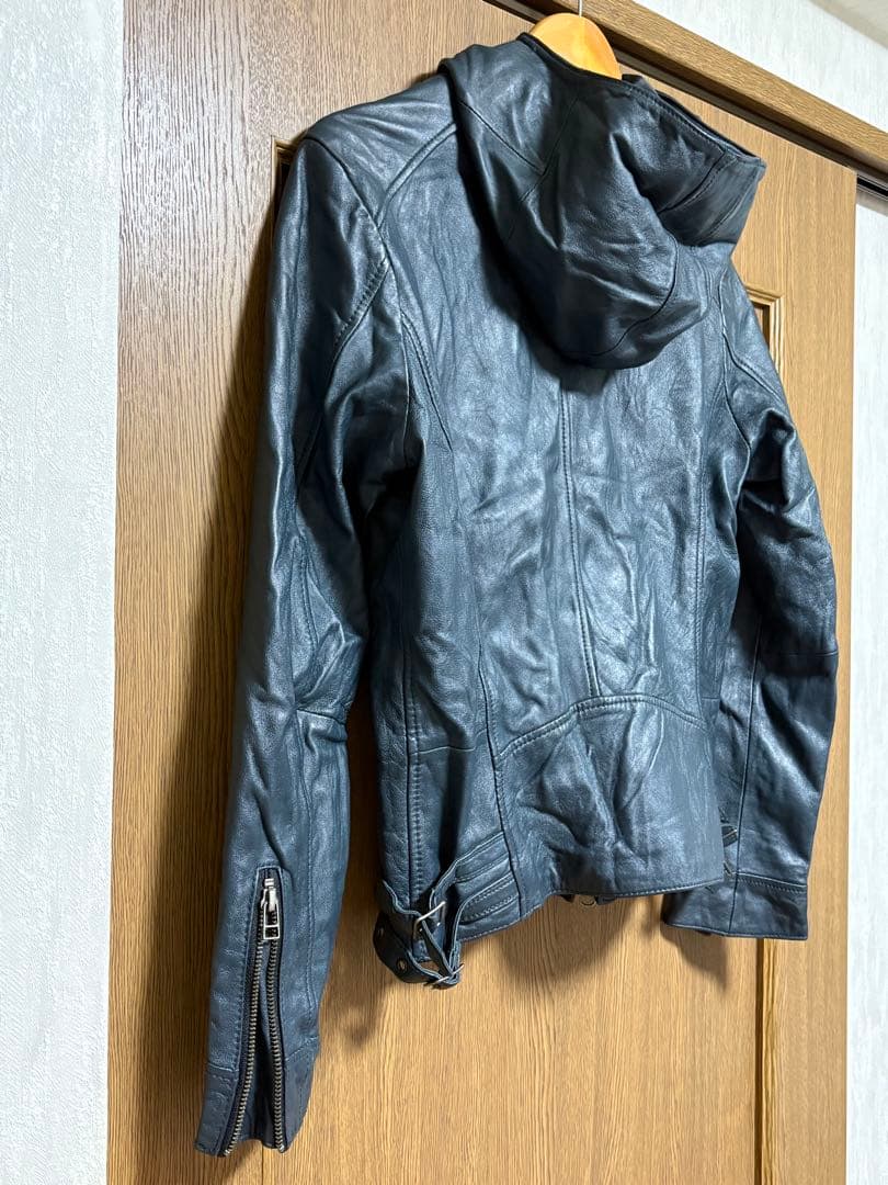 美品　RUPERT EDGEダークブルー ネイビー系　レザージャケット　羊