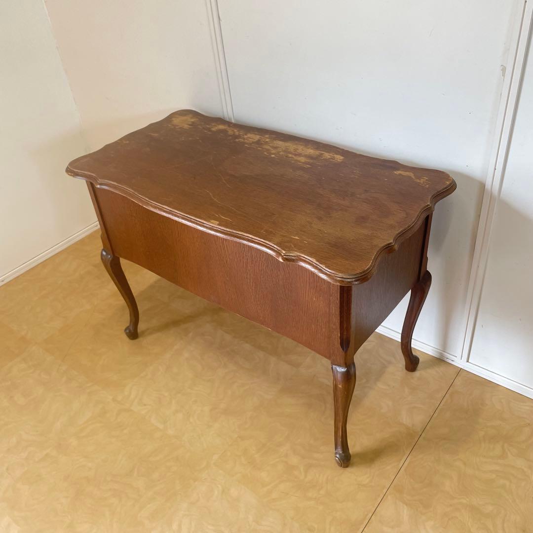 ルーマニア製 オーク材 猫脚 デスク 机 作業台 引き出し アンティーク