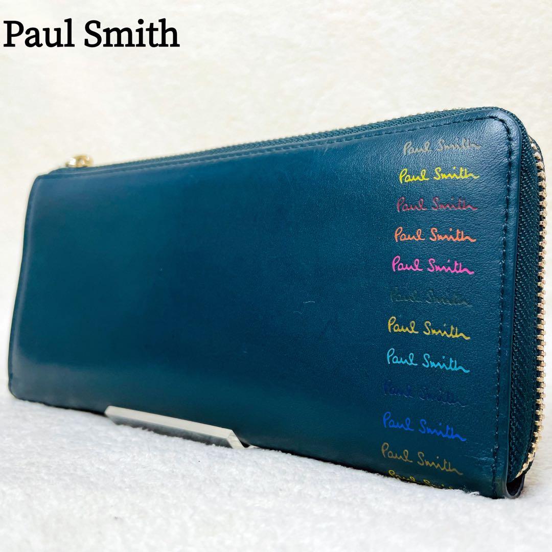 ポールスミス 長財布 L字ラウンドファスナー レザー マルチカラー ロゴ