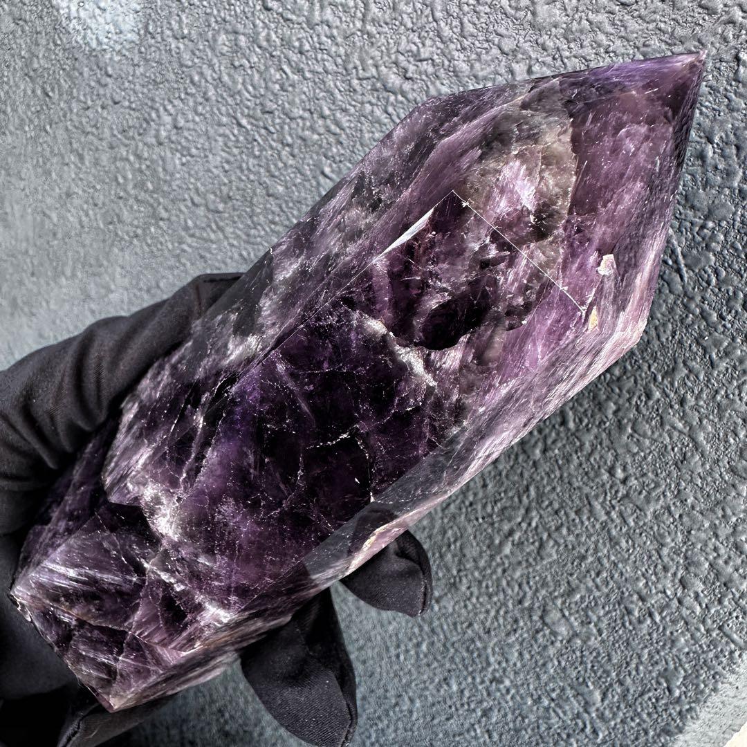 巨大☆キラキラ☆アメジスト 六角柱 水晶パワーストーン 天然石 原石A1188