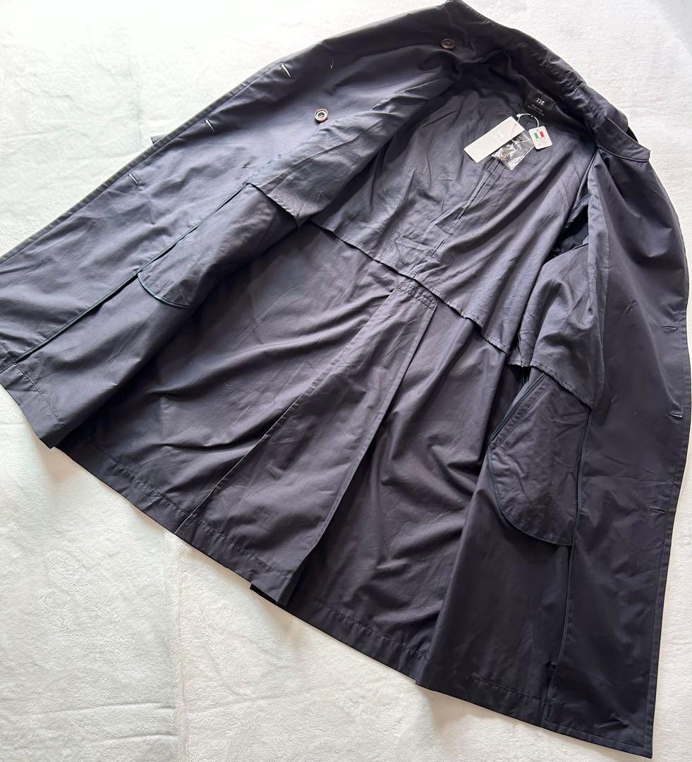 未使用タグ付 23区 ダブルブレスト トレンチコート 大きめ 48 ネイビー