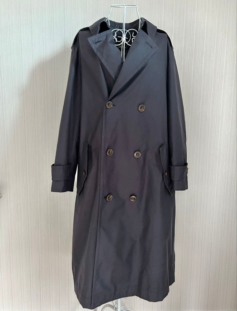未使用タグ付 23区 ダブルブレスト トレンチコート 大きめ 48 ネイビー