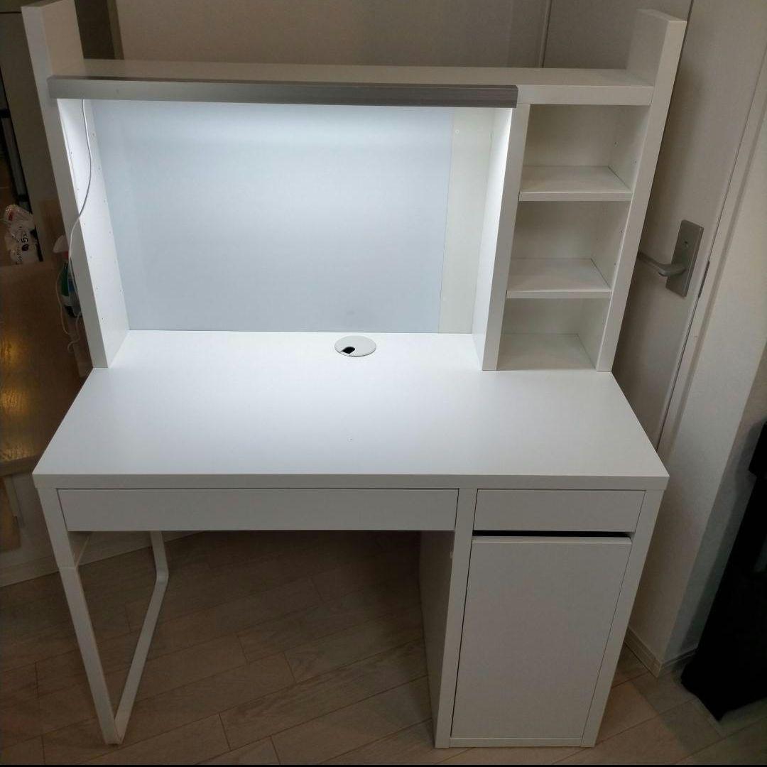 IKEAイケアミッケ学習机ホワイトDIYカスタム 追加ユニット LEDライト付き