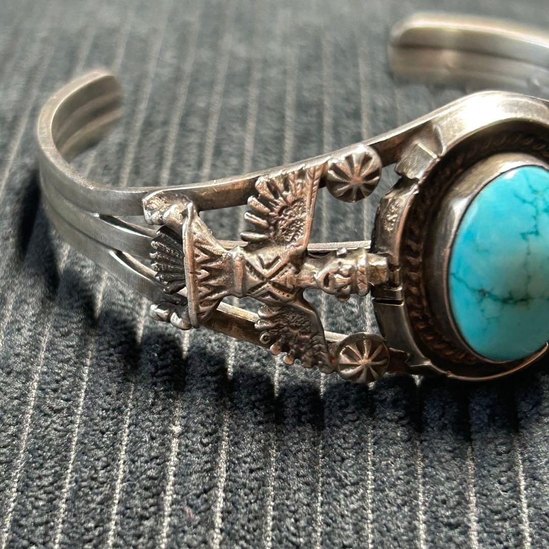 navajo ナバホ　ターコイズ　大粒　バングル　Sterling 刻印　jj