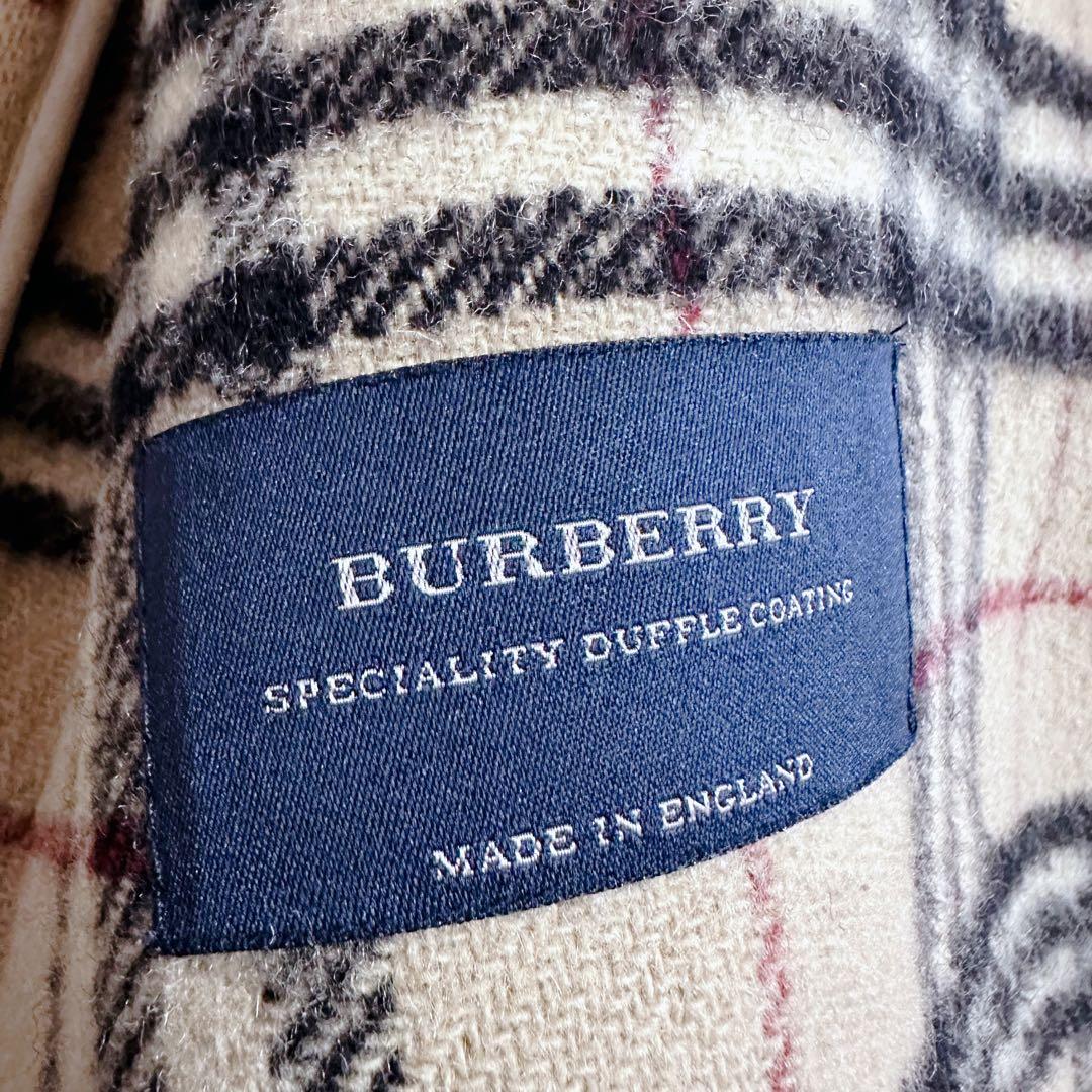 バーバリーロンドン ダッフルコート ノバチェック トグル ロング ウール フード