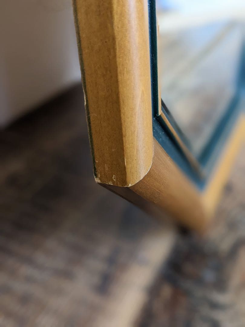 ツートーンのデザイン姿見　八角形　スタンドミラー