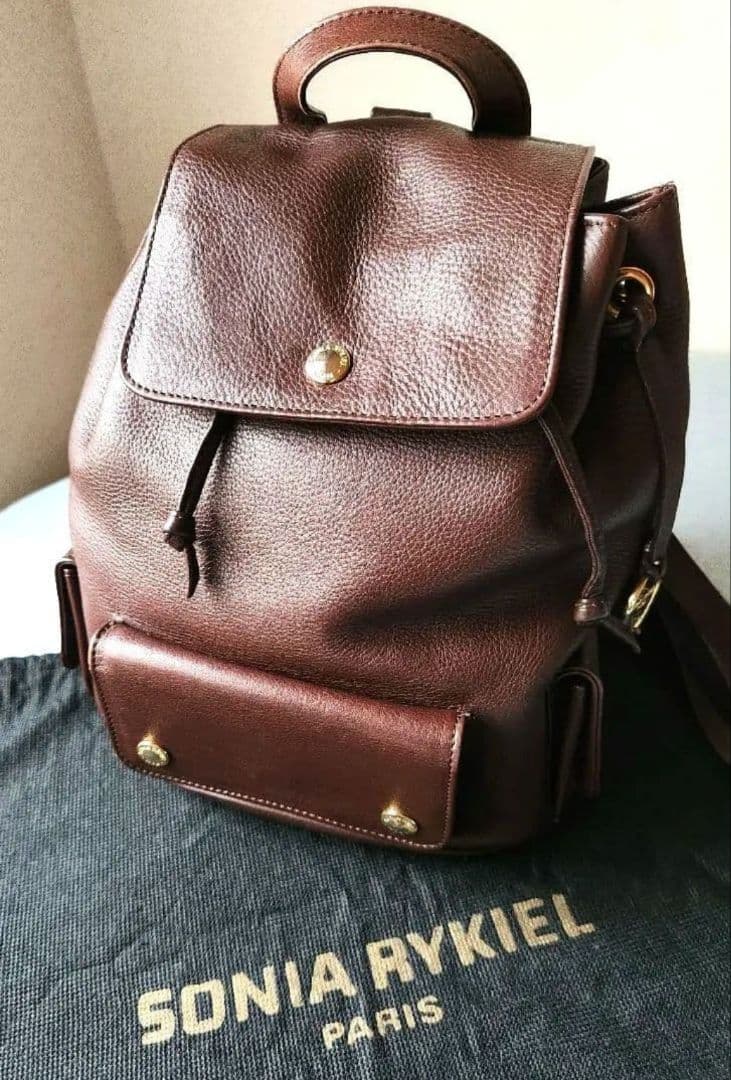 【希少】ソニアリキエル パリ店舗購入 牛革リュック 90年代ヴィンテージ
