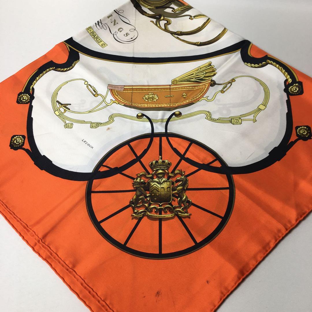 2504-199｜エルメス カレ 90 スカーフ シルク オレンジ