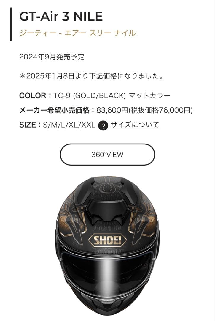 SHOEI GT-Air3 Nile ナイル Lサイズ　インカム無し