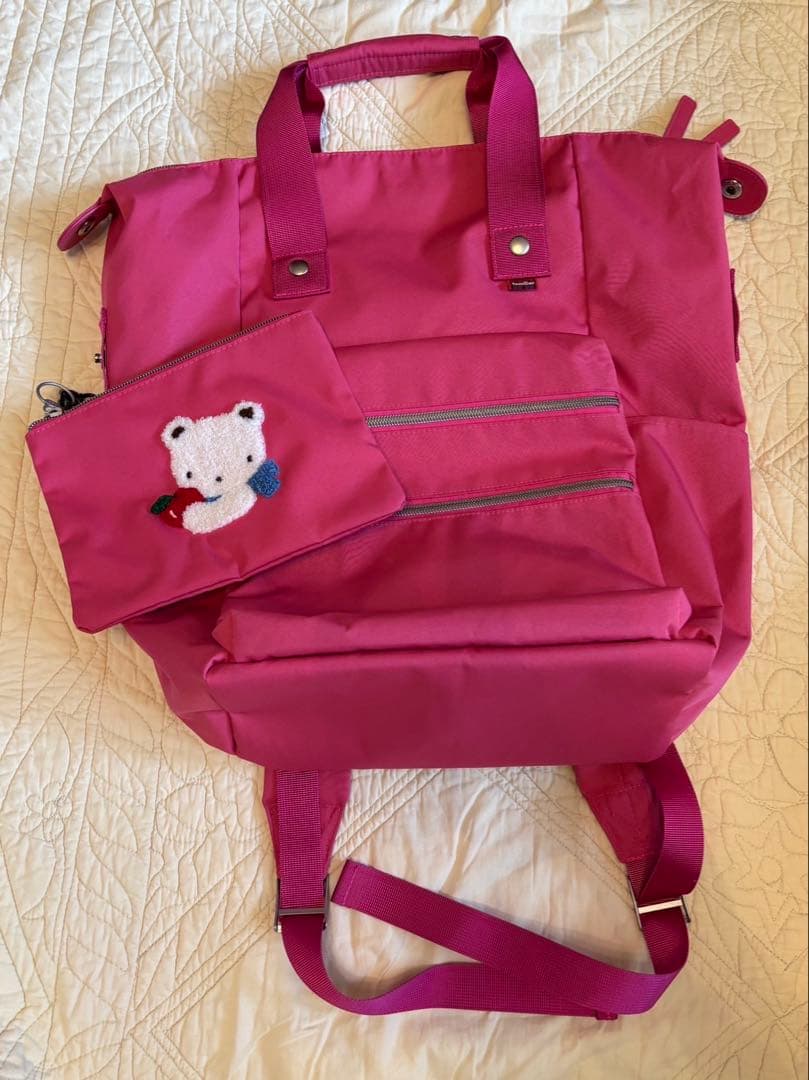 ファミリア　マザーズリュック　ピンク　ポーチ付き