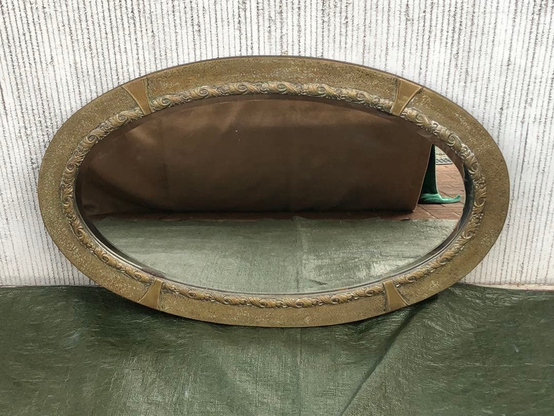 【壁掛け鏡】楕円　壁掛け　オーバルミラー　ベベルミラー　ヴィンテージアンティーク