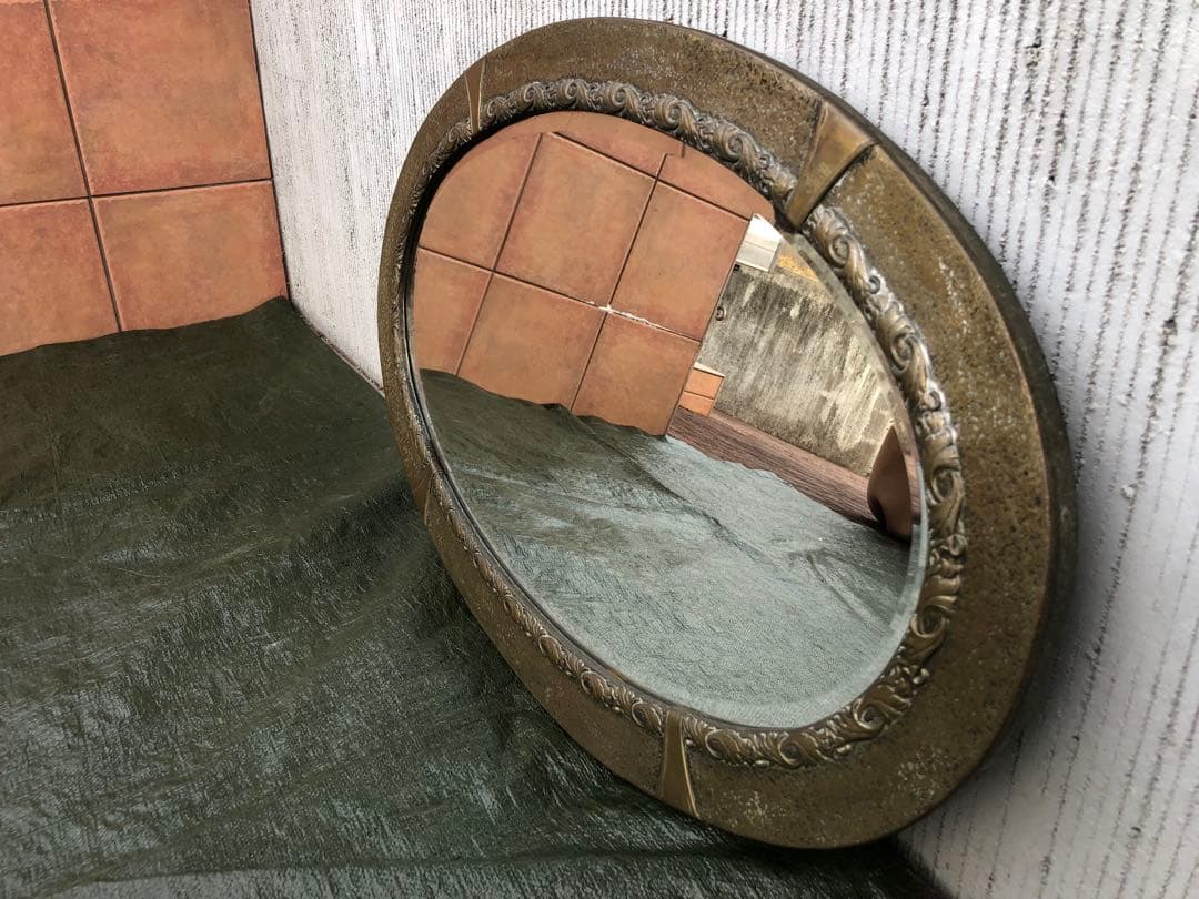 【壁掛け鏡】楕円　壁掛け　オーバルミラー　ベベルミラー　ヴィンテージアンティーク