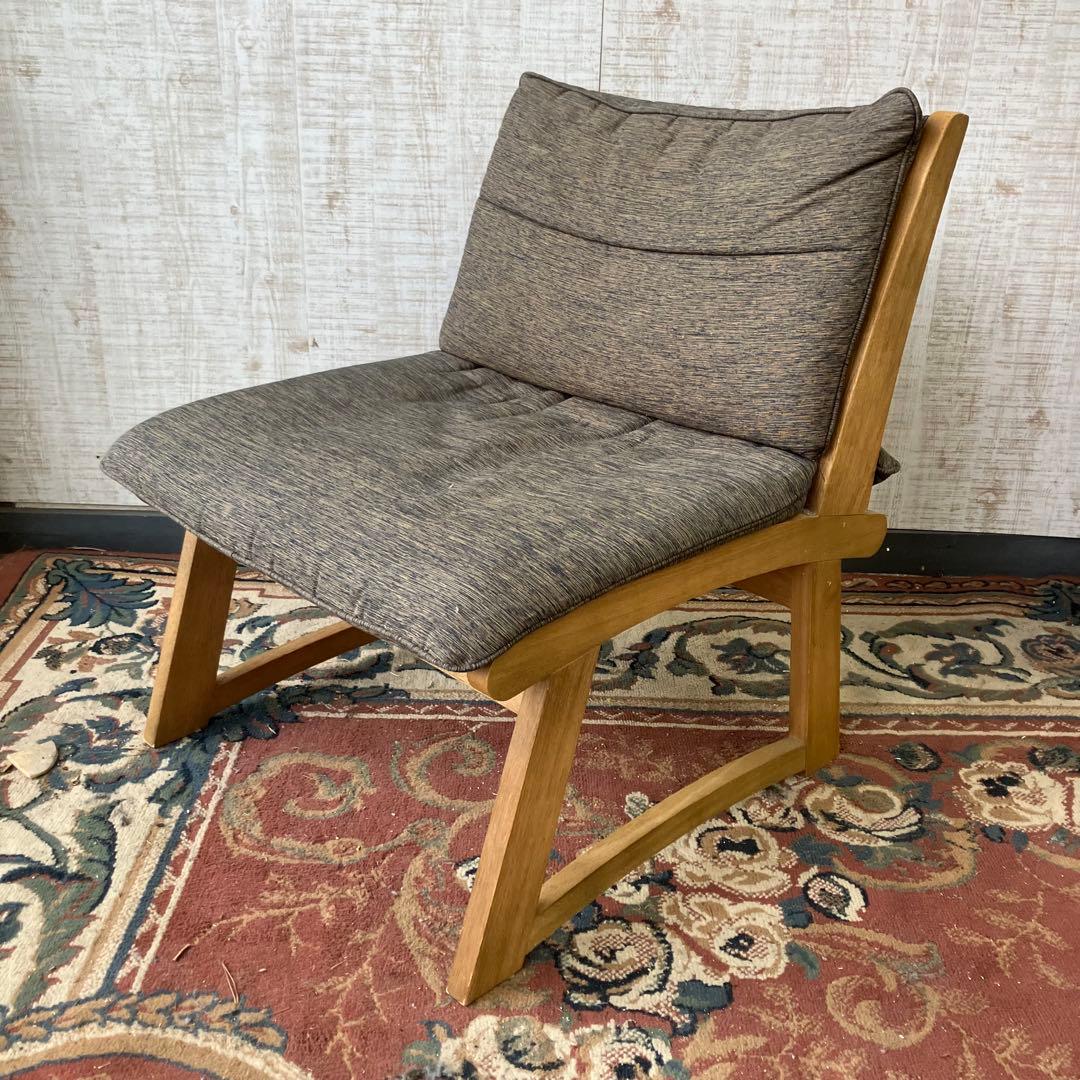 ④ 北欧レトロ ミキモク 雅 木製フレーム アームレスチェア 一人掛けソファー