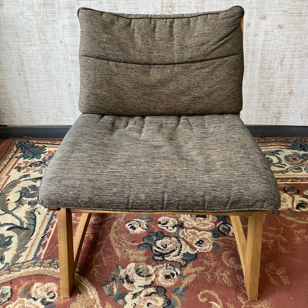 ④ 北欧レトロ ミキモク 雅 木製フレーム アームレスチェア 一人掛けソファー