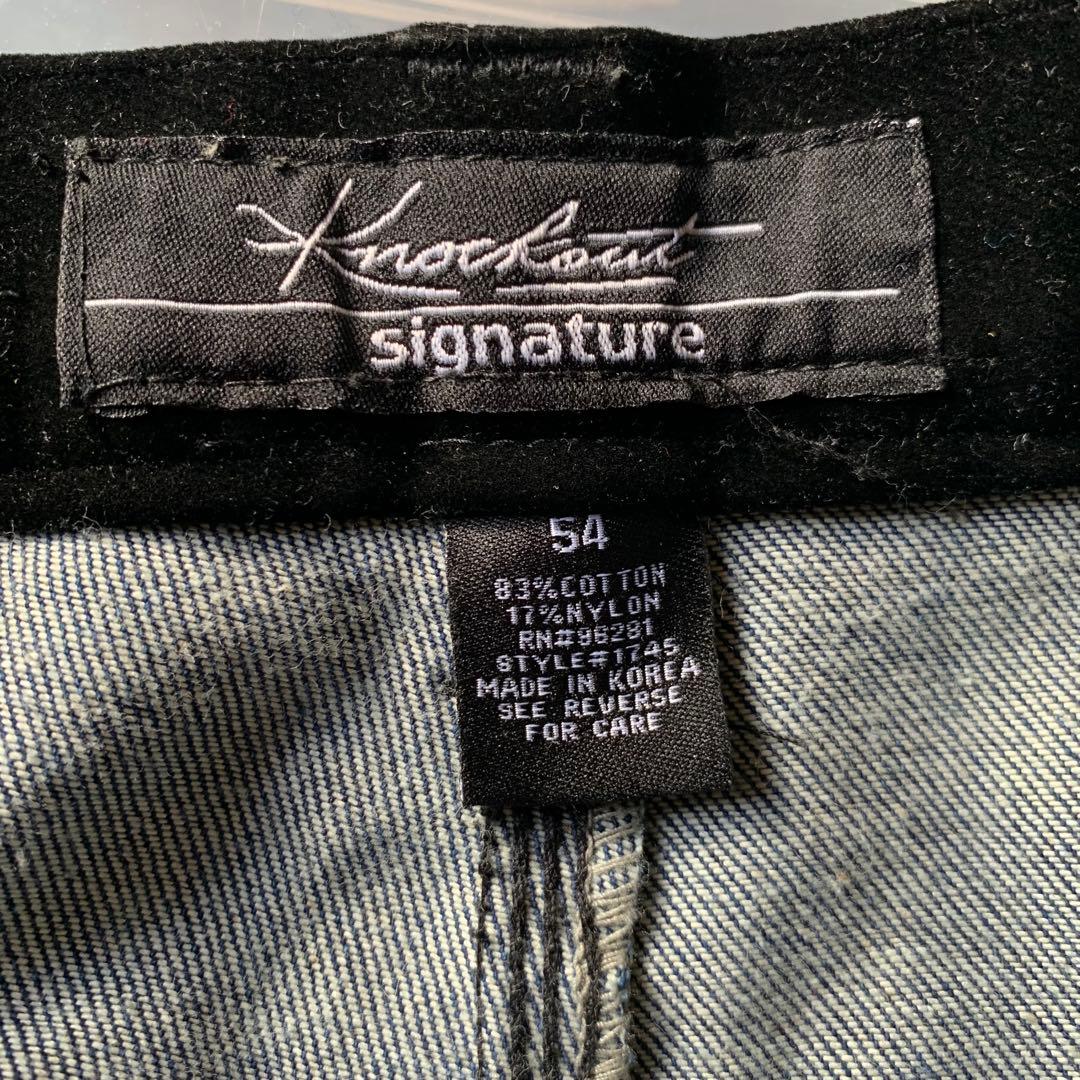 f KNOCKOUT スーパービッグサイズ　ベロアバギーパンツ　B系