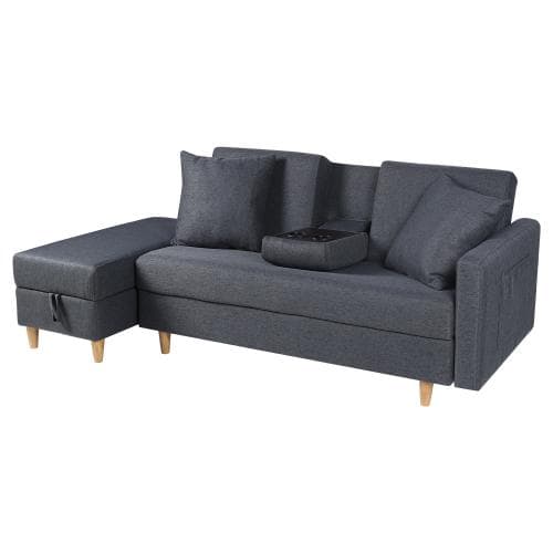 ソファ　ソファーベッド　カウチソファ　3人掛け　オットマン付き　多機能ソファ