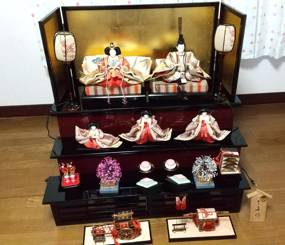 京都雛（京雛） 三段飾り 10号 二帯 親王 在銘 元箱完品 ひな人形
