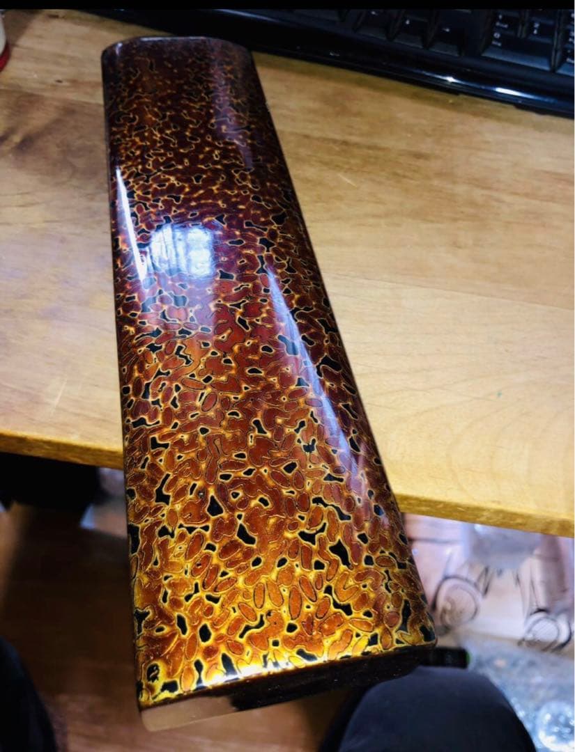 ★漆箸箱 お箸無【会津塗 金虫食い塗り 箸箱2膳入】260ミリ 共箱