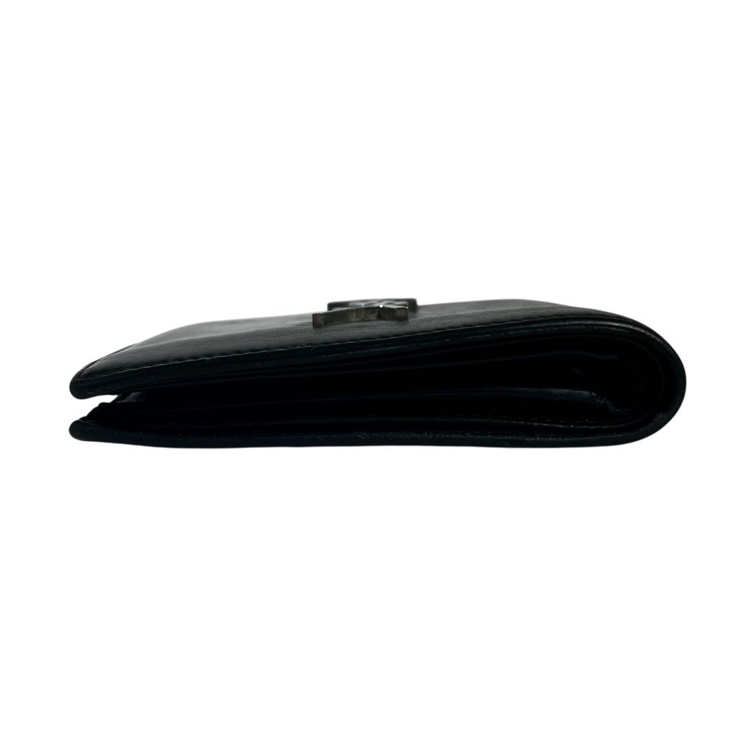 希少✨サンローラン ２つ折り財布 YSL カサンドラ レザー ブラック ロゴ