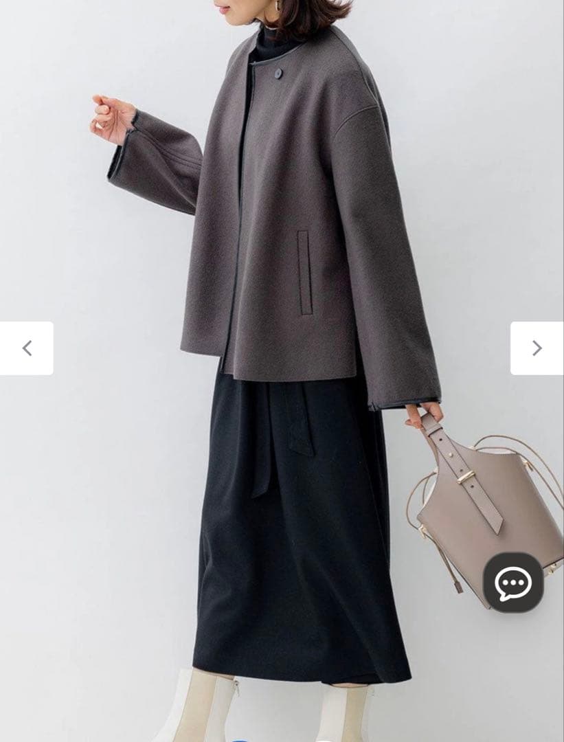 美品 23区L ノーカラー アウター 44 コート