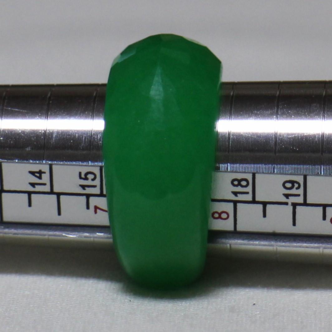 多面カット 本翡翠（推定） くり抜きリング 15号 天然石 ジェダイト 指輪 緑
