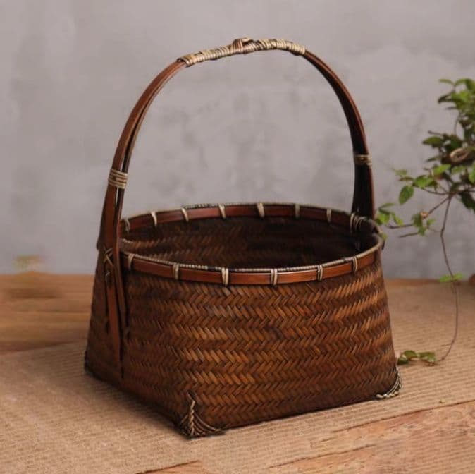 竹細工 かご 収納 手作工芸品 極上品 市場かご 手提かご 買い物かご
  新品