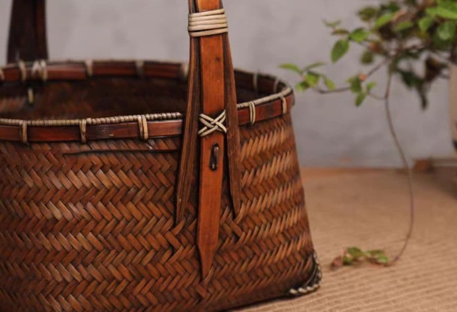 竹細工 かご 収納 手作工芸品 極上品 市場かご 手提かご 買い物かご
  新品