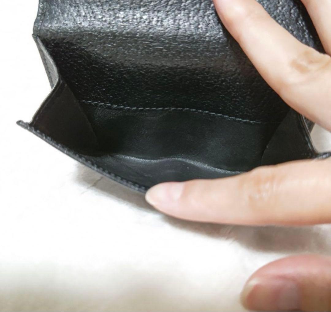美品 GUCCI グッチ Wホック レザー 黒 ブラック 二つ折り財布 財布