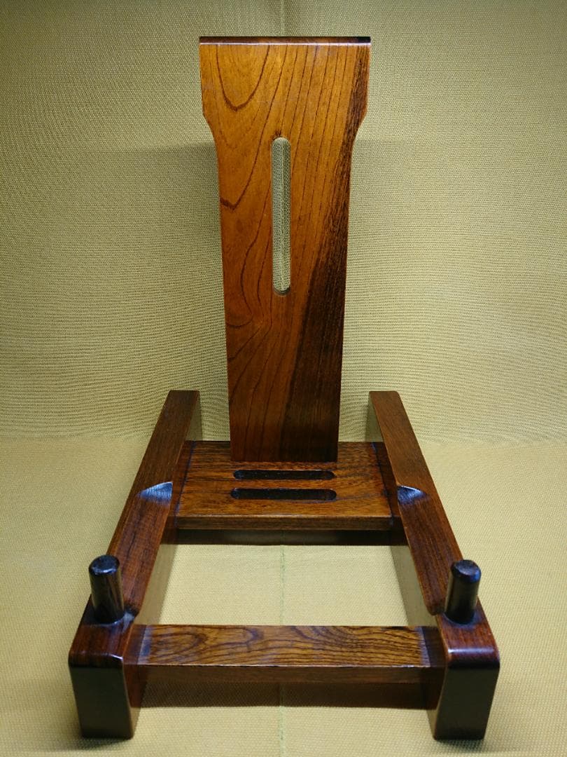 【美品】天然木　組込皿立　皿立て　置物　インテリア　工芸品　美術品　A2645