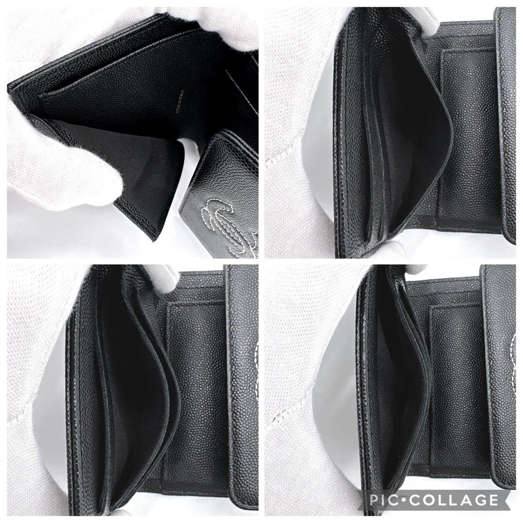 希少✨CHANEL シャネル ステッチ ココマーク キャビアスキン 三つ折り財布